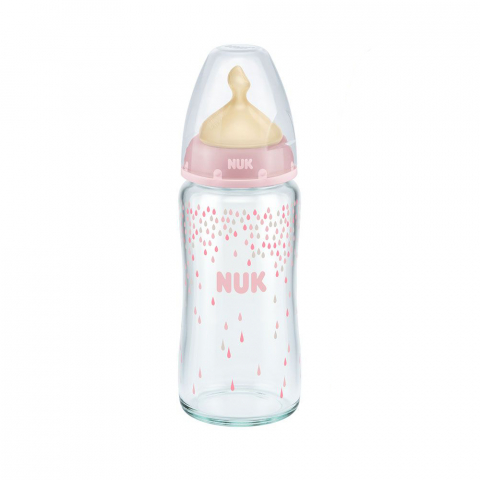 Nuk - Biberon Nuk First Choice Plus Sticla 240 Ml Tetina Latex M 0-6 luni Roz