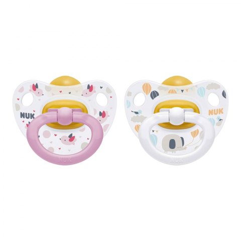 Nuk - Suzeta Nuk Happy Kids Latex M1, 0-6 luni, Set 2 Bucati, Roz