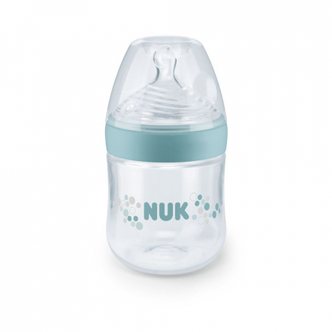 Nuk - Biberon Nuk Nature Sense  Vernil 150 Ml Tetina Silicon Orificiu S 0-6 luni
