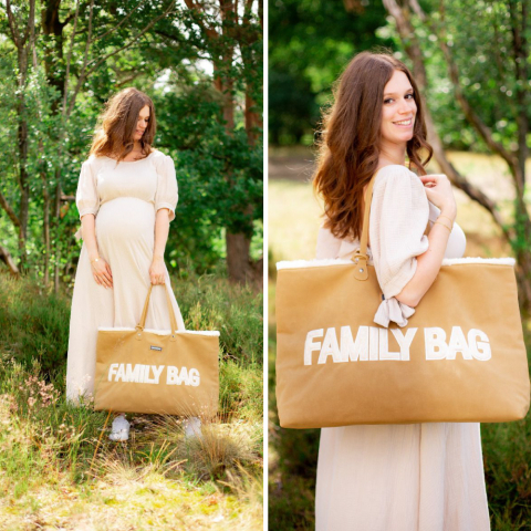 Geanta Childhome Family Bag, aspect piele intoarsa Bej [3]