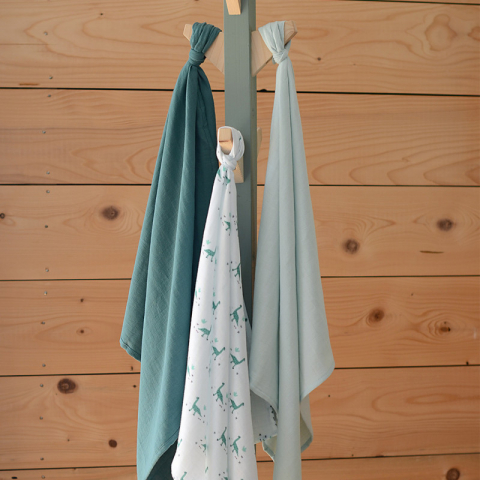 Set 3 Museline Beaba bumbac organic 70x70 cm Jurassic Green [1]