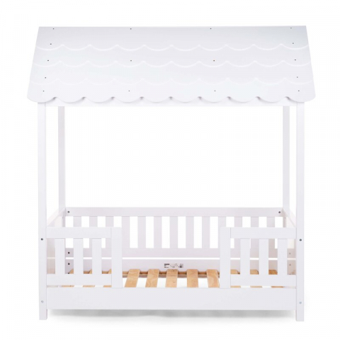 Pat Casuta Childhome cu protectii laterale 70x140 cm Lemn Alb [2]
