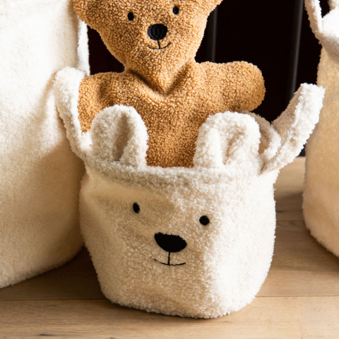 Cos depozitare Childhome 25x20x20 cm, Teddy Alb [1]