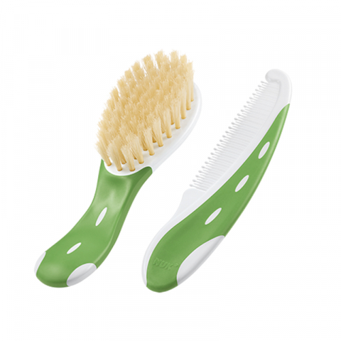 BAIE & ESENȚIALE - Set Nuk perie par natural si piepten Verde