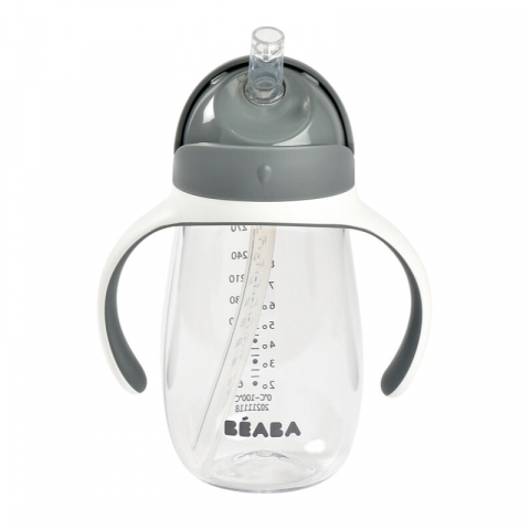 Beaba - Cana cu pai din Tritan Beaba 300 ml Mineral Grey