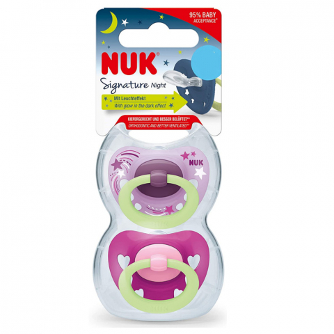 Suzeta Nuk Signature Night Silicon M3 Mov 18-36 luni Set 2 Bucati [1]