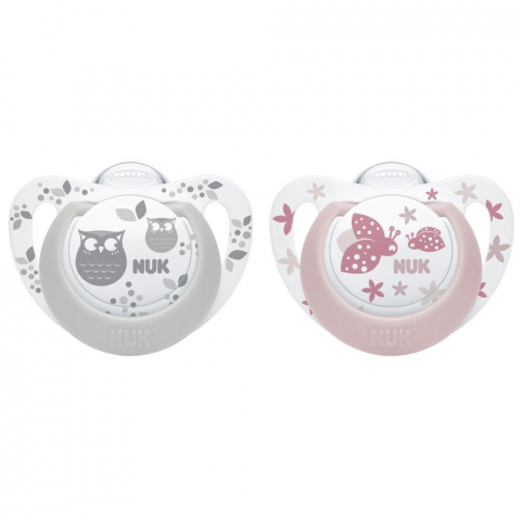 Nuk - Suzeta Nuk Genius Color Silicon M1 Rose 0-6 luni Set 2 Bucati