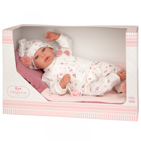 Papusa cu greutate reala Arias Mies Elegance 45 cm si paturica Pink/White [4]
