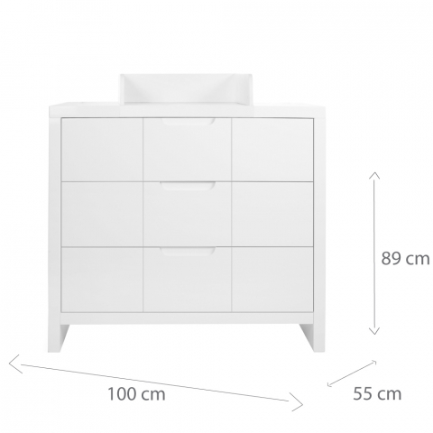 Comoda Childhome Quadro White 100x55x89 cm cu masa de infasat, MDF Alb [2]