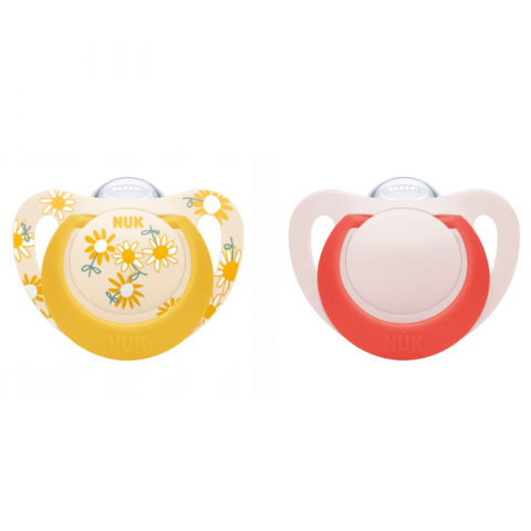 Nuk - Suzeta Nuk Star Silicon 6-18 luni Floare, Set 2 Bucati