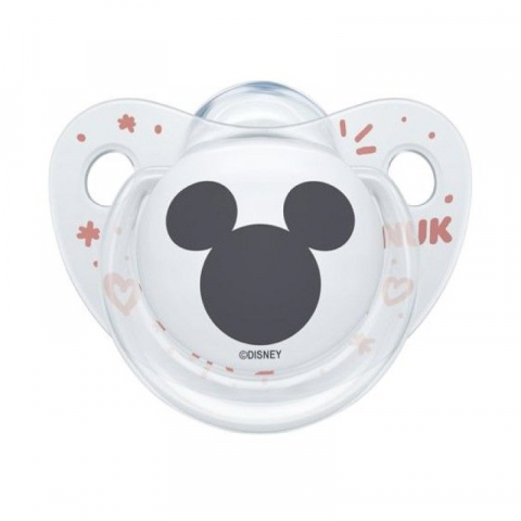 Nuk - Suzeta Nuk Disney Mickey Silicon 0-6 luni M1 Transparent/Roz
