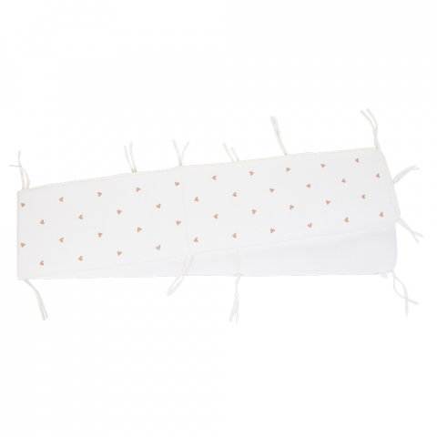Childhome - Protectie patut Childhome 35x340 cm Jerse/Muselina, Inimioare