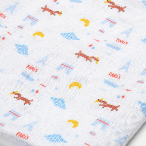 Set 3 Museline Beaba bumbac organic 70x70 cm Paris Blue [4]