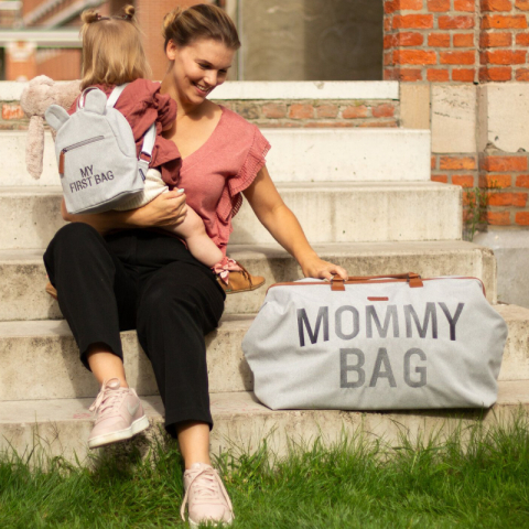 Geanta de infasat Childhome Mommy Bag Panza Oxford Gri [4]