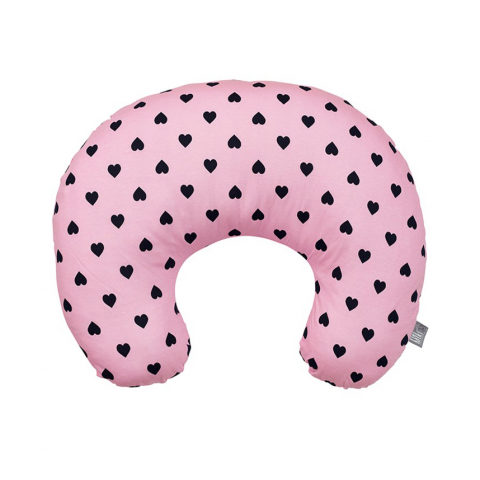 Fiki Miki - Perna Alaptare Fiziologica Husa Bumbac Model Roz-Inimioare 72 cm