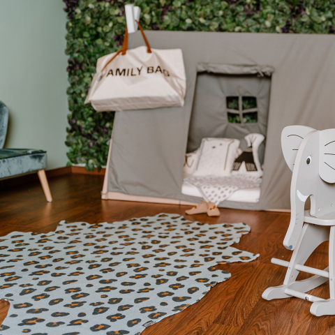 Covor Bumbac Childhome 145x160 cm, Leopard Albastru [2]