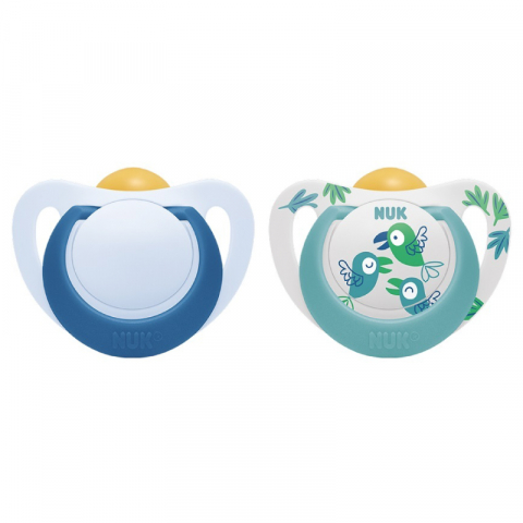 Nuk - Suzeta Nuk Star Latex 6-18 luni Albastru, Set 2 Bucati