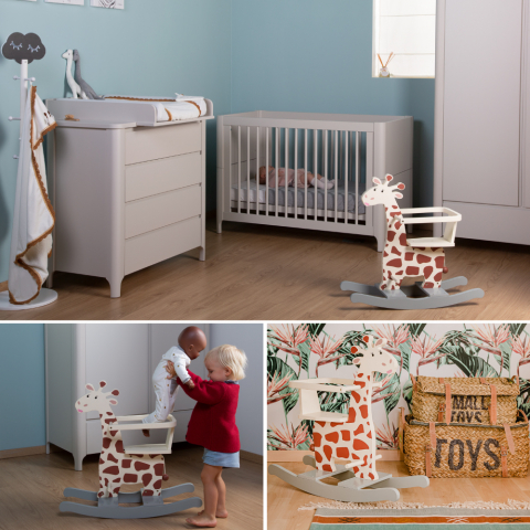 Balansoar Childhome Girafa 12-30 luni, MDF Ecru/Gri [4]