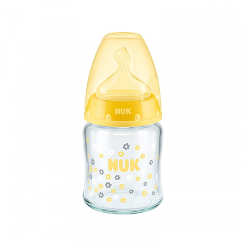 Nuk - Biberon Nuk First Choice Plus Sticla 120 ml Tetina Silicon M 0-6 luni Galben