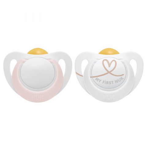 Nuk - Suzeta Nuk Star Latex 0-6 luni Roz, Set 2 Bucati