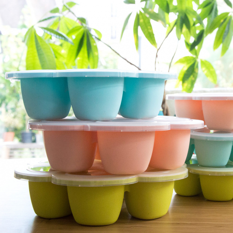 Recipient ermetic silicon multiportii 6x150 ml Beaba Blue [3]