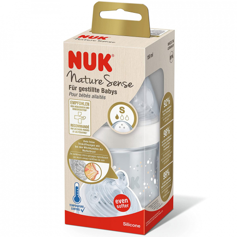 Biberon Nuk Nature Sense Control Temperatura 150 ml Tetina Silicon S 0-6 luni Alb [2]