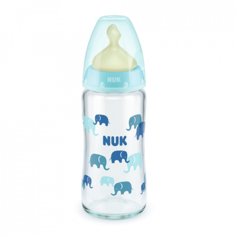 Nuk - Biberon Nuk First Choice Sticla 240 ml Control Temperatura Tetina Latex M 0-6 luni Bleu
