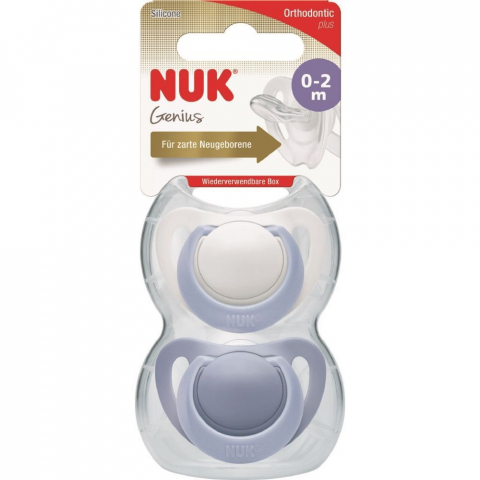 Nuk - Suzeta Nuk Genius Silicon M0 Blue 0-2 luni Set 2 Bucati