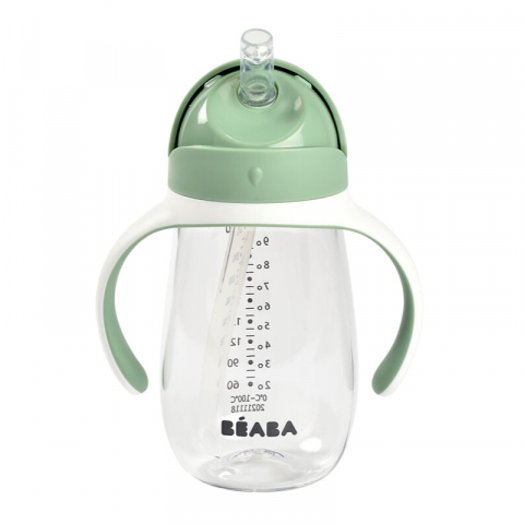 Beaba - Cana cu pai din Tritan Beaba 300 ml Sage Green