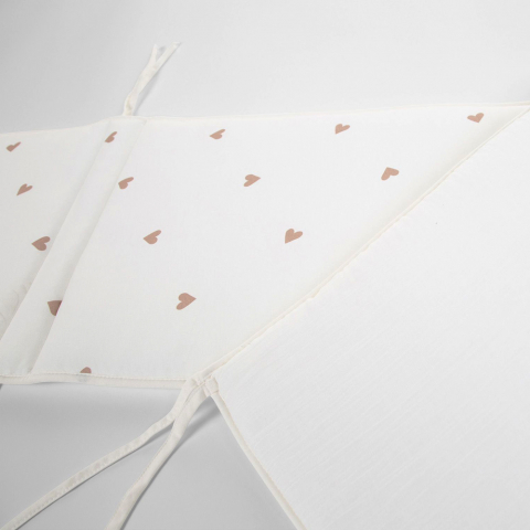 Protectie patut Childhome Jerse/Muselina 35x170 cm, Inimioare [2]