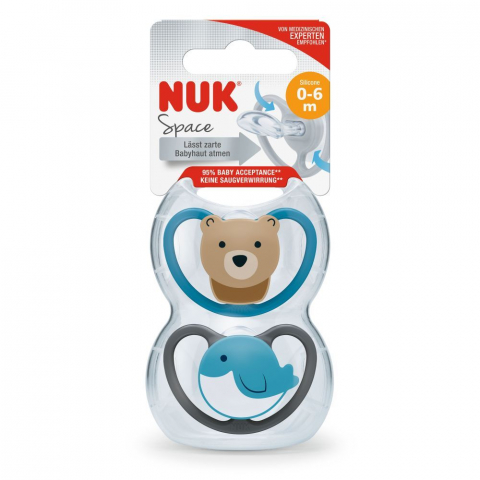 Suzeta Nuk Space Silicon M1 Blue 0-6 luni 2 Bucati Set [1]