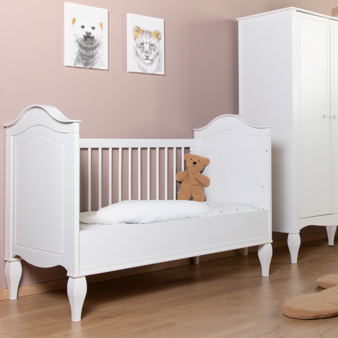 Patut Childhome Romantic White 70x140 cm, MDF/Pin Alb [5]