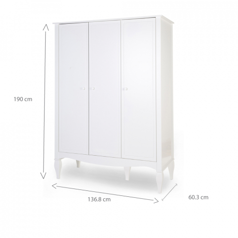Dulap Childhome Romantic 136.8x60.3x190 cm, MDF Alb [4]