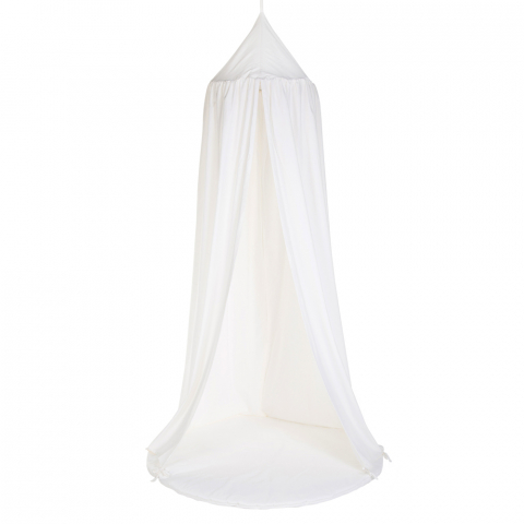 Childhome - Cort cu baldachin + saltea de joaca Childhome 120x120x230 cm, Jerse Alb