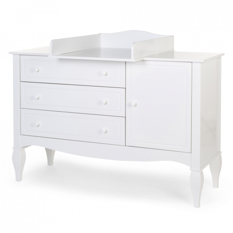 Comoda Childhome Romantic 136.8x73.3x103.4 cm cu masa de infasat, MDF Alb [1]