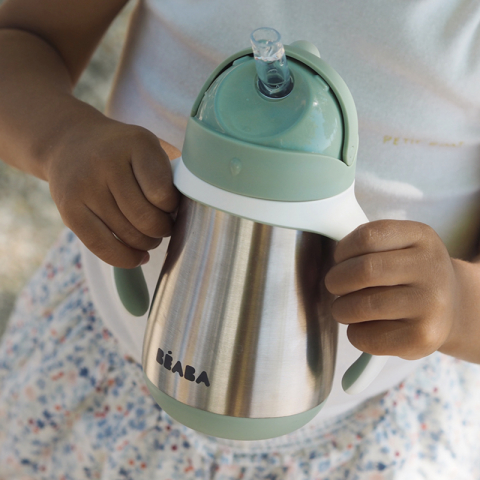 Cana cu pai din inox Beaba 250 ml Sage Green [3]