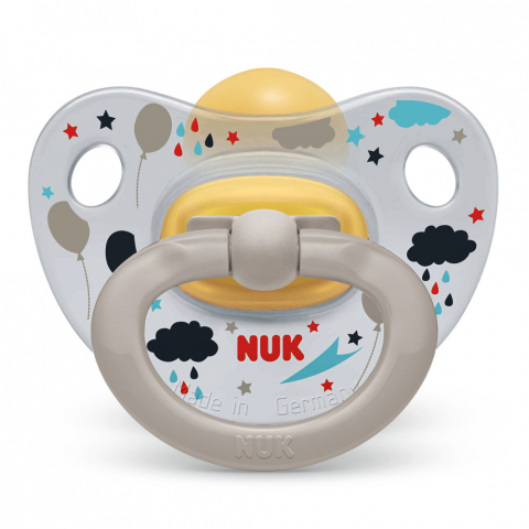 Nuk - Suzeta Nuk Happy Kids Latex M3 Transparent/Gri 18-36 luni