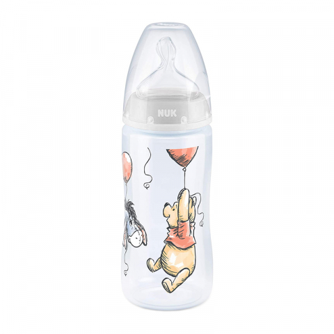 Nuk - Biberon Nuk First Choice 300 ml Tetina Silicon Disney Eeyore Gri 0-6 luni 