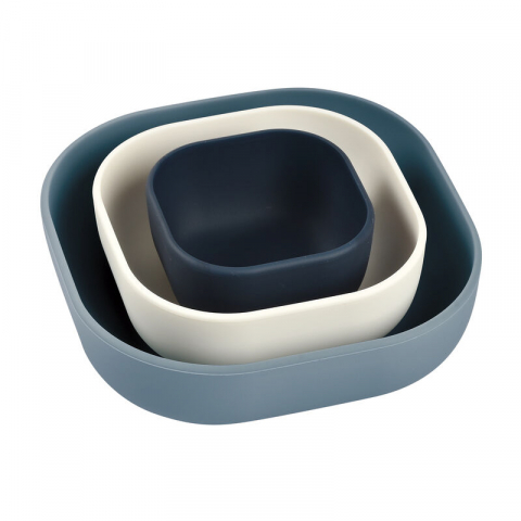 FARFURII SI BOLURI PENTRU BEBELUȘI - Set 3 boluri din silicon Beaba Night Blue