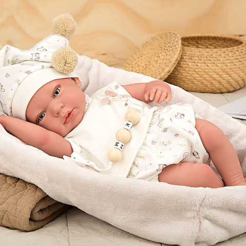 Papusa Reborn bebelus realist Arias Aday 40 cm si cos Beige [3]