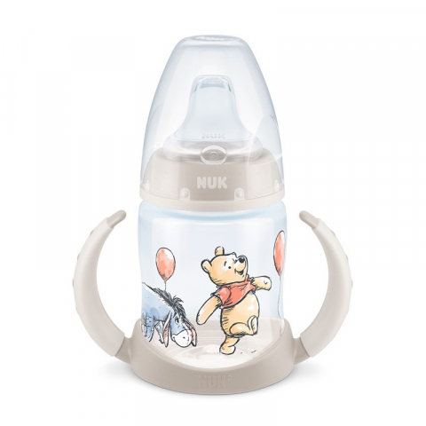 Nuk - Biberon Nuk First Choice 150 ml Cu Toarte Si Adaptor Din Silicon Disney Eeyore Gri 6 luni+