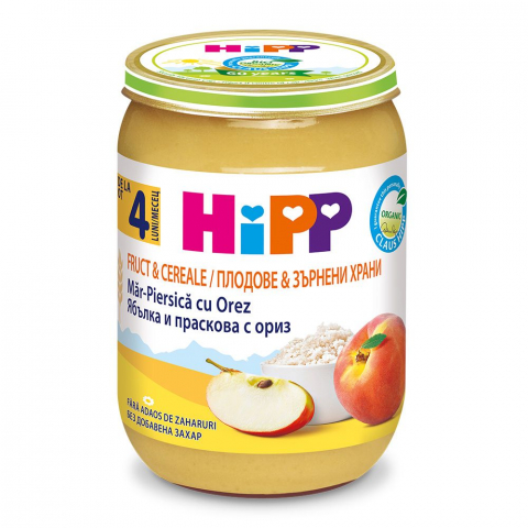 HiPP - Piure HiPP Fruct&Cereale piersica-mar cu orez 190g