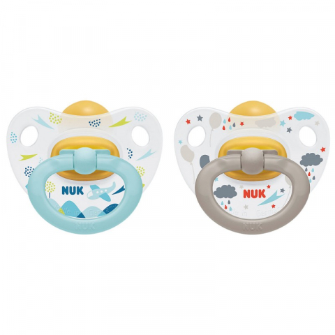 Nuk - Suzeta Nuk Happy Kids Latex M1, 0-6 luni, Set 2 Bucati, Bleu