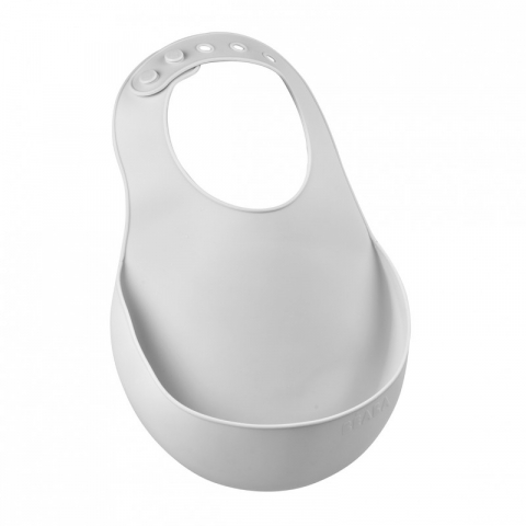 BAVEȚICI PENTRU BEBELUȘI - Baveta silicon Beaba Light Grey