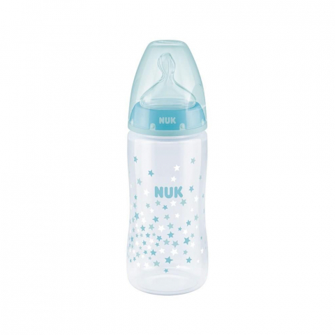 Nuk - Biberon Nuk First Choice Plus Control Temperatura 300 ml Tetina Silicon M 0-6 luni Vernil