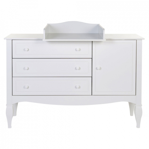 Mobilier si decoratiuni - Comoda Childhome Romantic 136.8x73.3x103.4 cm cu masa de infasat, MDF Alb