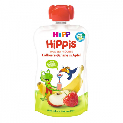 HiPP - Piure HiPP Hippis mar, capsuni, banana 100g