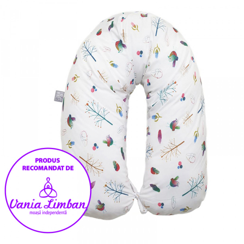 Perna Gravida 3 in 1 Husa Bumbac Model Pasari 165 cm [2]