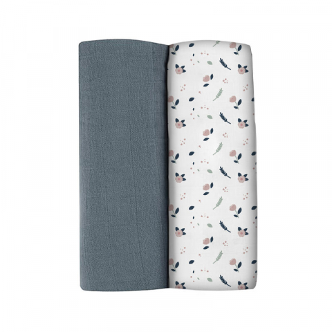 Beaba - Set 2 Museline Beaba bumbac 120x120 cm Stormy Weather/Spring Flower