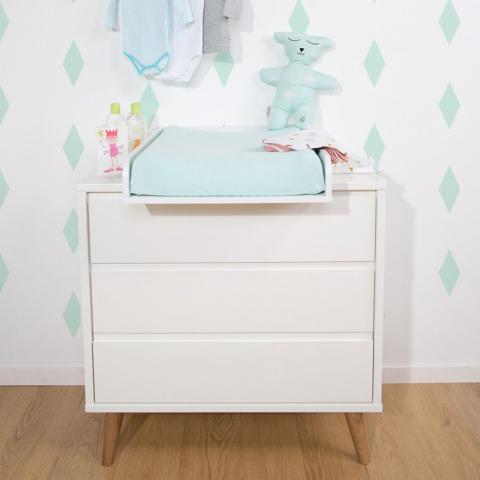 Comoda Childhome Retro Rio 90x50x90 cm cu masa de infasat, MDF Alb [1]